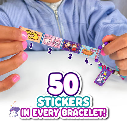 Sticki Rolls Sticki Bands, Wearable & Shareable Sticker Bracelet, 70 Mini Stickers, Assorted Colours and Styles, Packaging May Vary