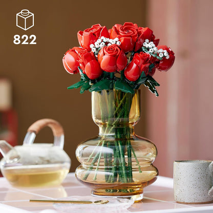 Botanicals Bouquet of Roses - Artificial Flowers Set for Adults Incl. a Buildable Vase - Home or Office Decor - Gift Ideas for Valentine'S Day for Him & Her - Botanical Collection - 10328