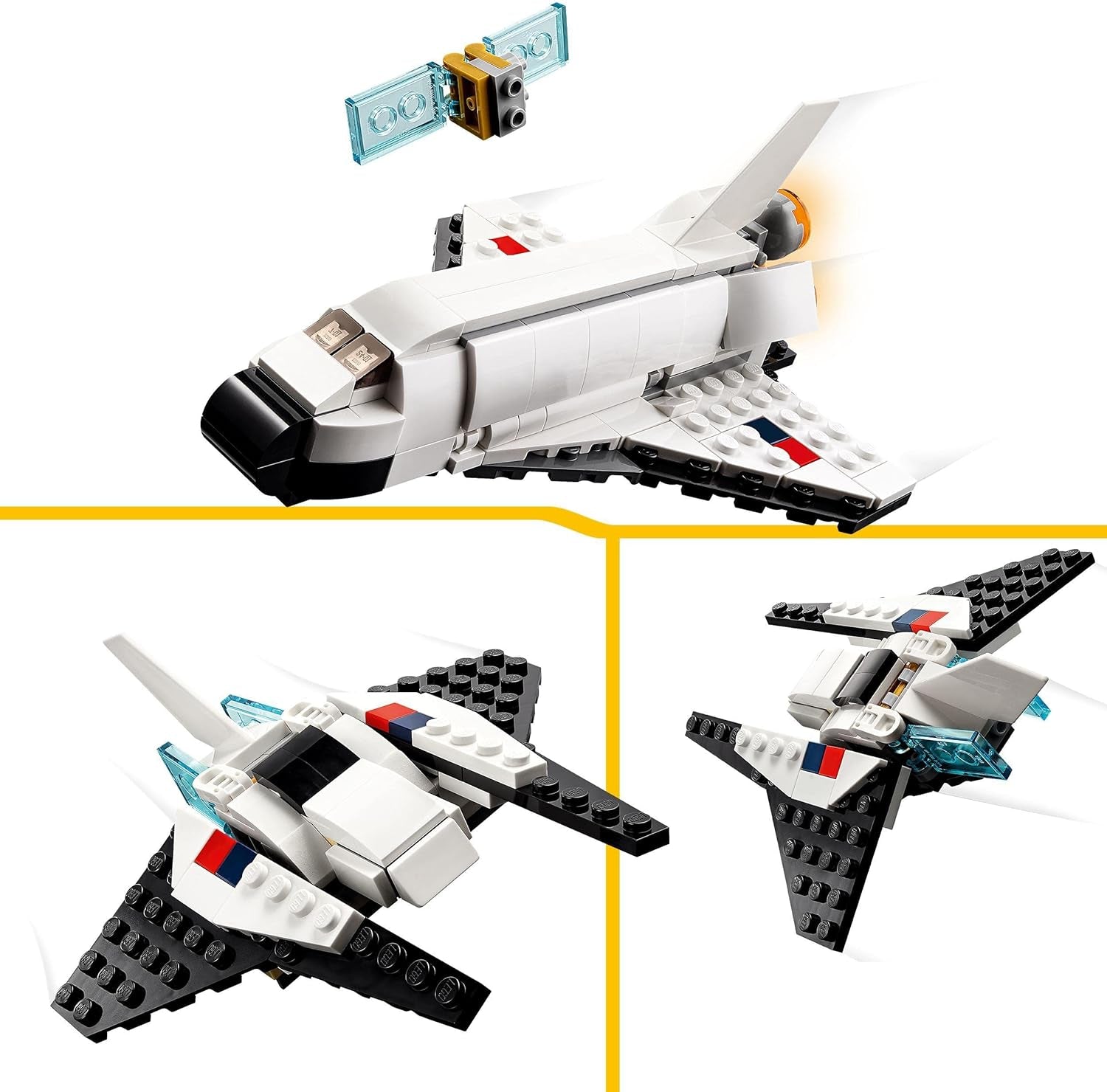 31134 Creator 3 in 1 Space Shuttle Toy to Astronaut Figure to Spaceship, Building Toys for Kids, Boys, Girls Aged 6 and Up, Creative Gift Idea