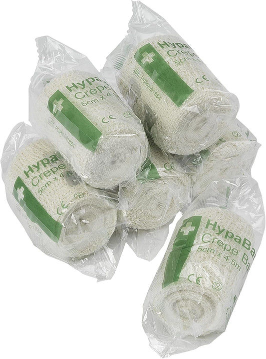 Crepe Cotton Bandages 5 Cm X 4.5 M (Pack of 6)