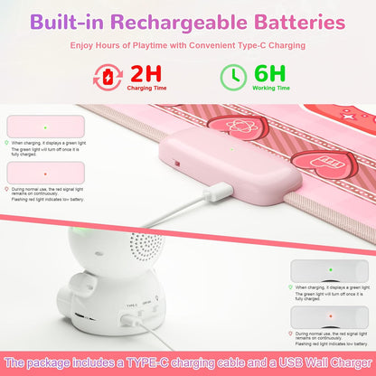 Rechargeable Dance Mat Toys for Girls, Light up Dance Pad with Wireless Bluetooth, 5 Game Modes, Adjustable Volume & LED Lights, Xmas B-Day Gifts for 3-12 Years Old Kids (Pink)