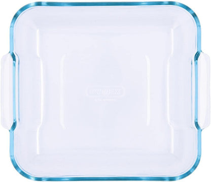 Square Glass Roasting Dish, Clear, Size: 21 X 21 Cm, Glass Square Roaster, Oven Baking Dish, Highly Thermal Resistant: Oven, Microwave & Dishwasher Safe, GD029
