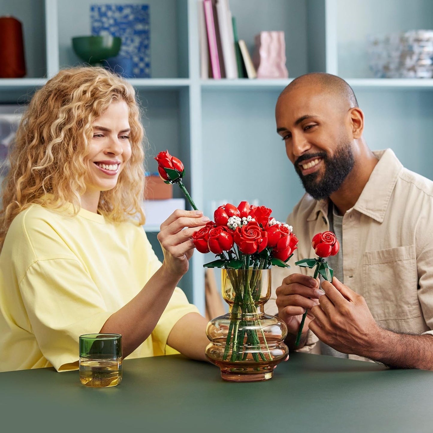 Botanicals Bouquet of Roses - Artificial Flowers Set for Adults Incl. a Buildable Vase - Home or Office Decor - Gift Ideas for Valentine'S Day for Him & Her - Botanical Collection - 10328