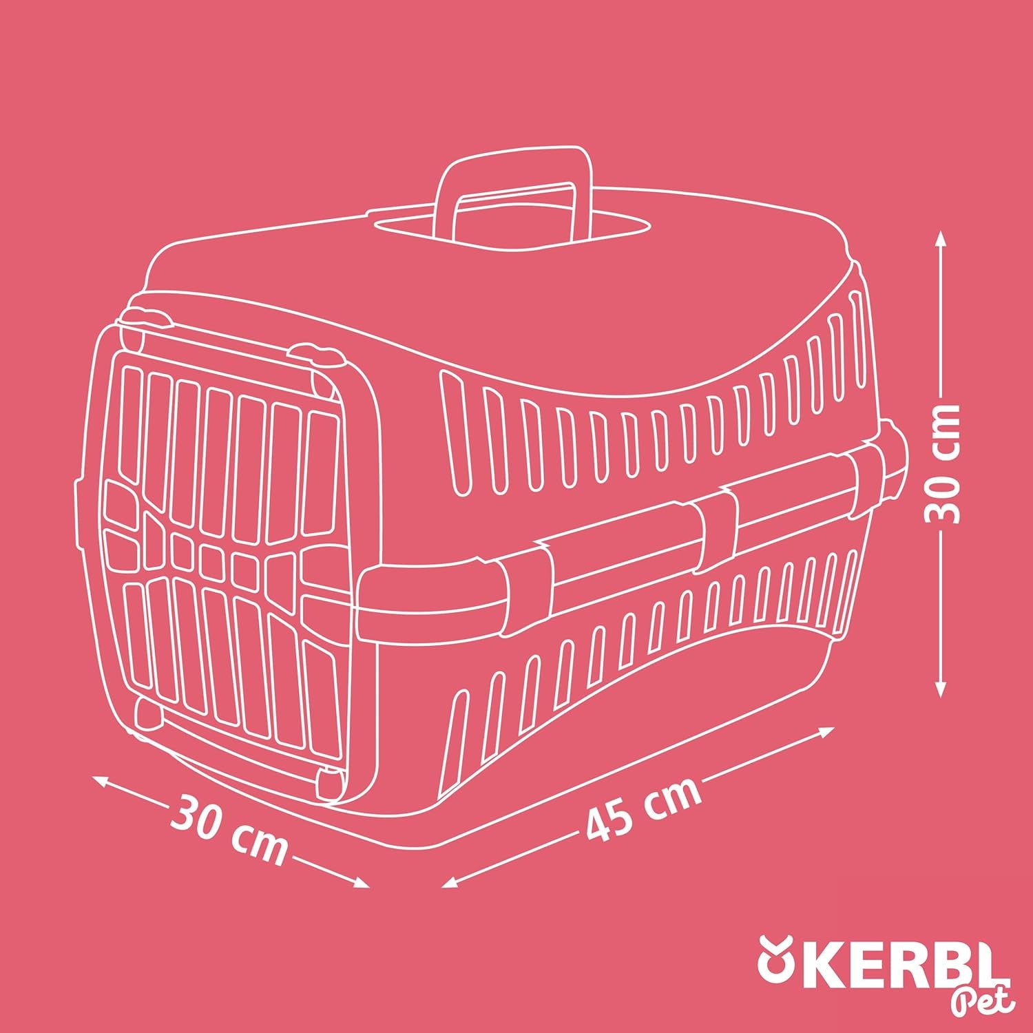 Kerbl Transport Box Expedion with Plastic Door, 45 X 30 X 30 Cm, Cream/ Taupe