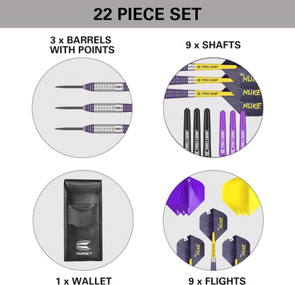 Darts Luke Littler Brass Steel Tip Darts Set – 22G Steel Tip Dart, the Nuke Player Edition Dart Set, Dart Accessories