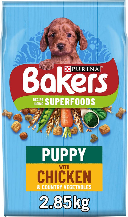 Puppy Dry Dog Food Chicken and Veg 2.85Kg, Pack of 4