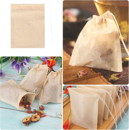 100PCS Disposable Tea Filter Bags,  Empty with Drawstring, for Loose, Muslin Bag (6 X 8 Cm) (100PCS)