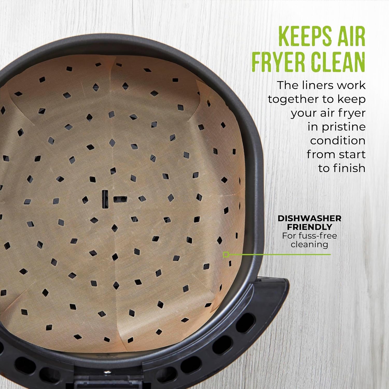 TLINER1 4 Pack of round Air Fryer Liners, Suitable for Air Fryers between 2 Litre and 4 Litre, Non-Stick, Reusable, Gold & Black