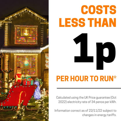 ® Christmas Lights 220 LED 7.5M/24Ft Icicle Lights Outdoor & Indoor Cool White Decorations String Fairy outside Lights with Timer for Xmas Garden Bedroom & Party|Mains Powered Green Cable
