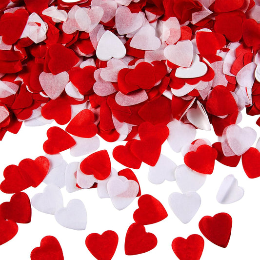 6000Pc Love Heart Confetti Paper Valentines Decorations - White and Red Heart Confetti Valentines Day Decoration - Red Paper Hearts as Engagement Party Decorations or Wedding Table Decoration