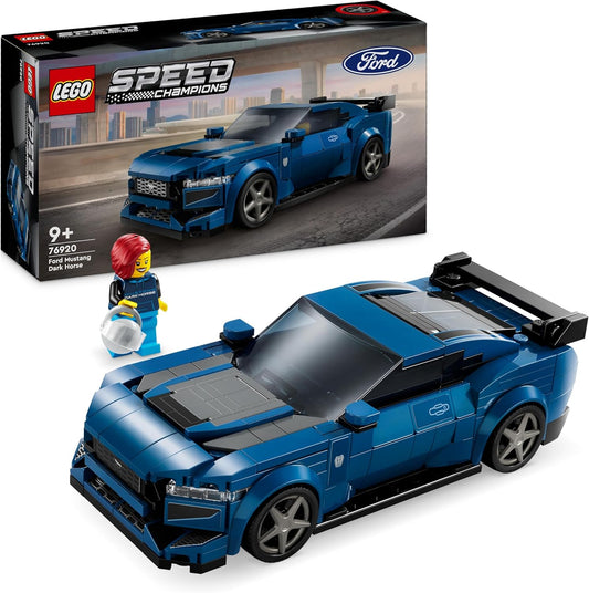 Speed Champions Ford Mustang Dark Horse Sports Car Toy Vehicle for 9 plus Year Old Boys & Girls, Buildable Model Set with Driver Minifigure, Kids' Bedroom Decoration, Birthday Gift Idea 76920