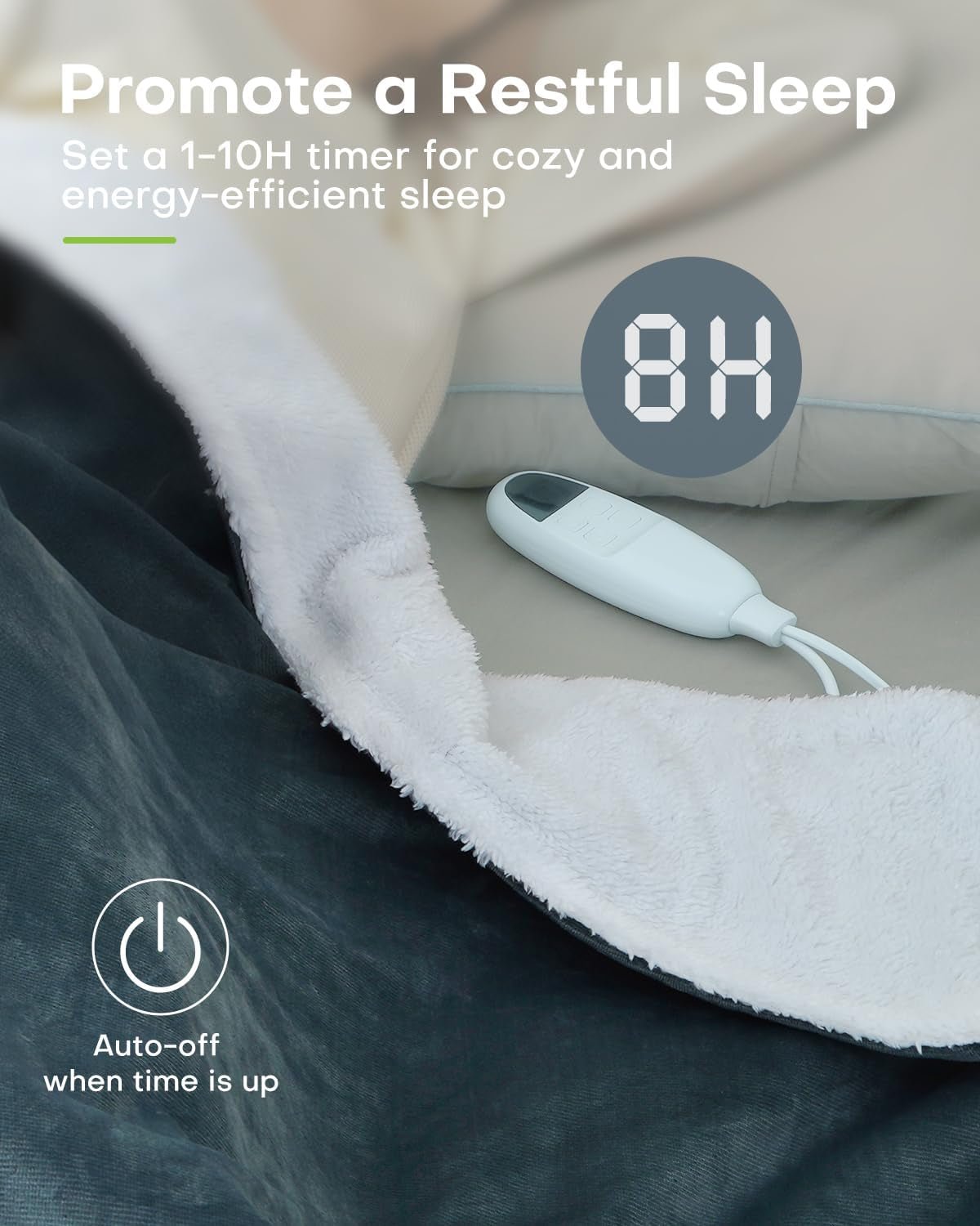 Electric Blanket, 180X130Cm Large, Heated Throw Blanket with 6 Heat Levels, 10H Timer, Fast Heat, Overheat Protection, LED Display, Machine Washable, for Sofa, Office