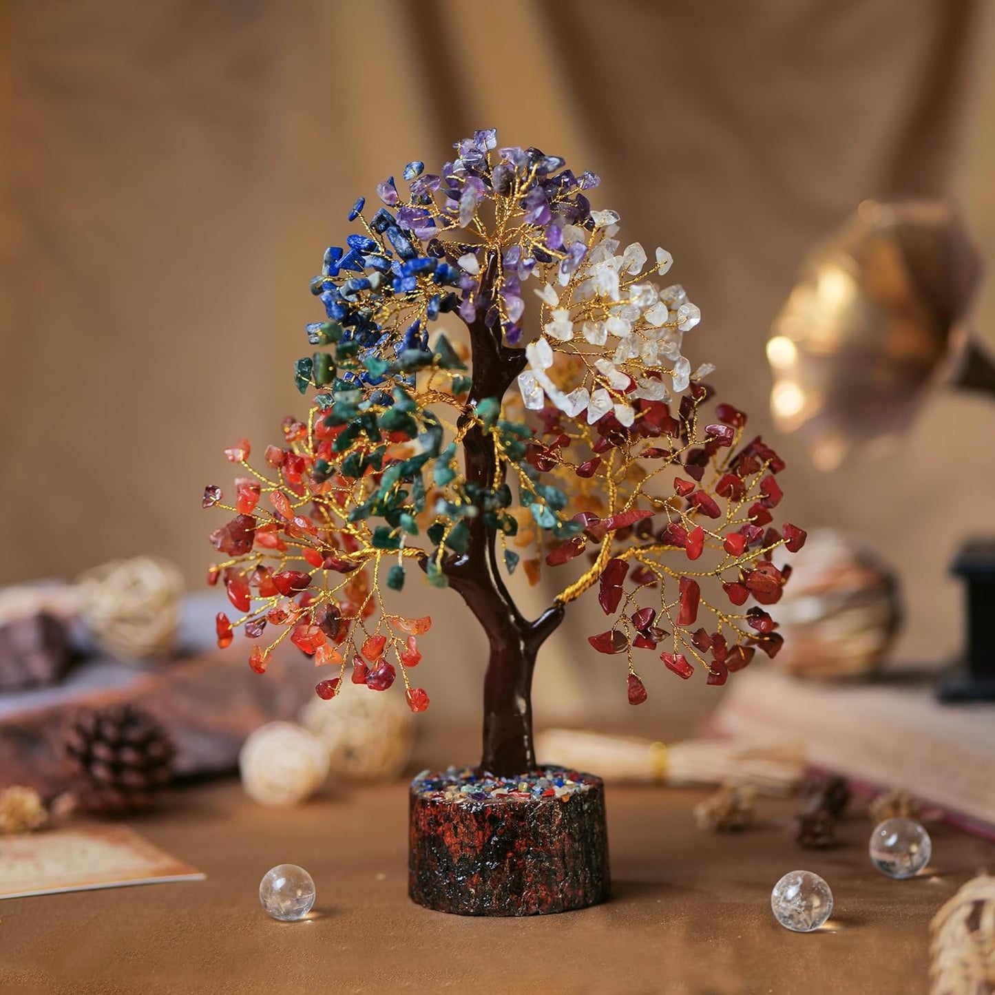Seven Chakra Crystal Tree - Crystal Gifts - Chakra Tree - Gemstone Tree - Crystal Tree of Life - Bonsai Tree - Birthday Gift for Women - House Warming Gifts New Home - Feng Shui - Money Tree