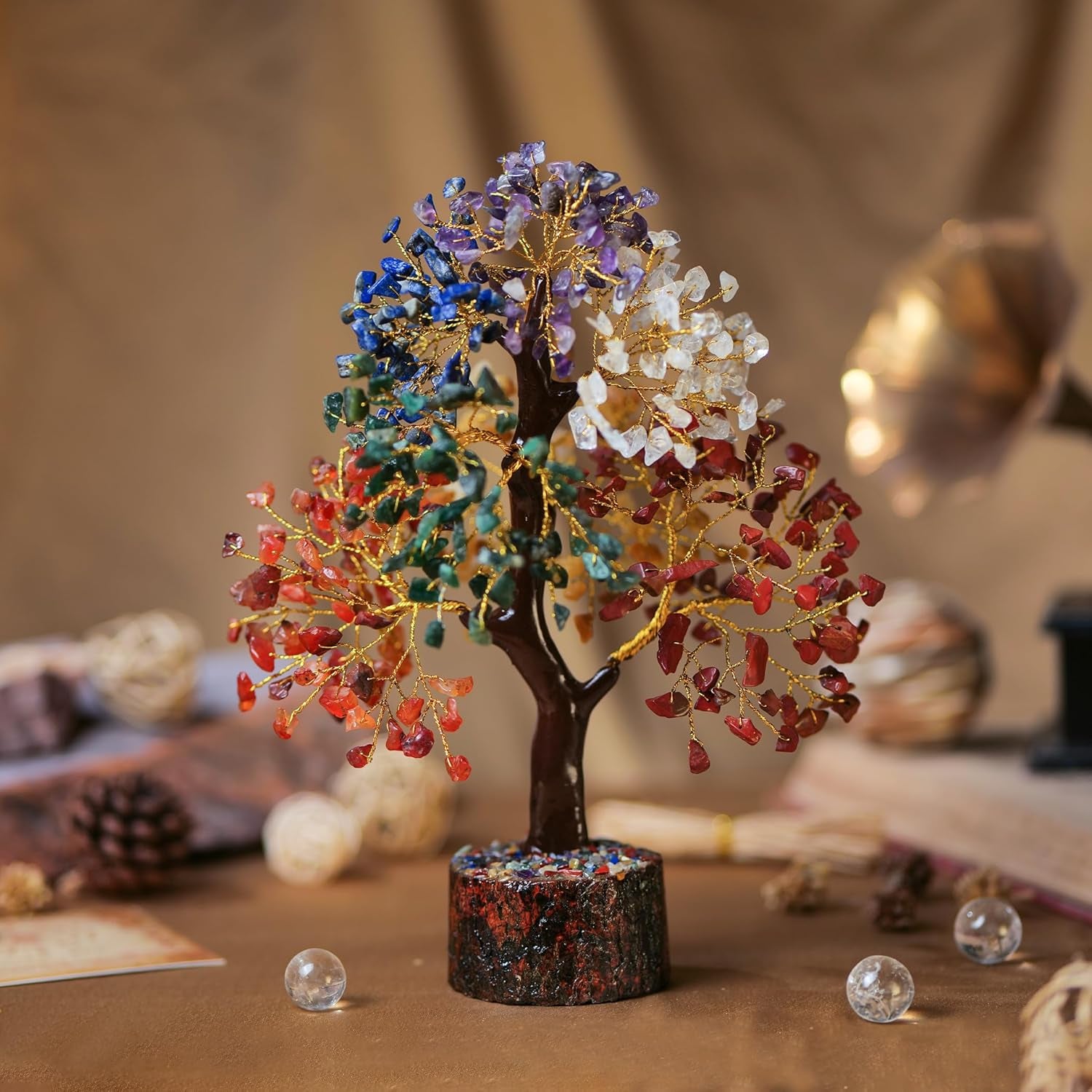 Seven Chakra Crystal Tree - Crystal Gifts - Chakra Tree - Gemstone Tree - Crystal Tree of Life - Bonsai Tree - Birthday Gift for Women - House Warming Gifts New Home - Feng Shui - Money Tree