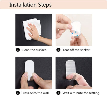 Small Sticky Hooks for Hanging Extra Strong Self Adhesive Hooks Heavy Duty Stick on Hooks for Walls, Wall Hangers without Nails, Pack of 10